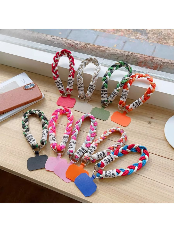 Goldgestricktes Lanyard-Telefonband für iPhone 17 Pro Max, stilvolles Anti-Verlust-Schlüsselband und Handgelenkseil in Gold und Multicolour - Bild 3