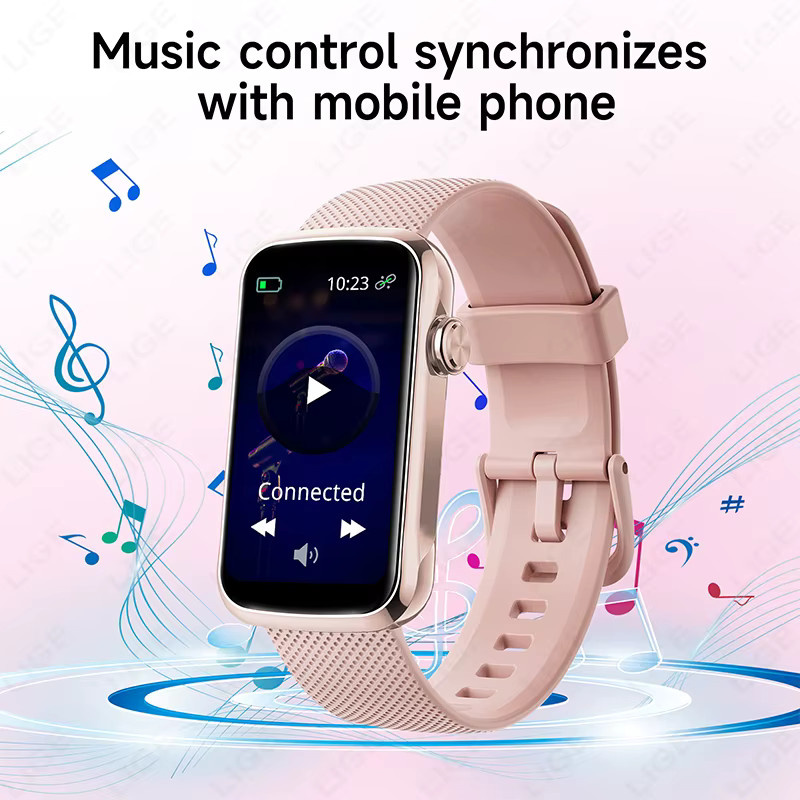 LIGE Fitness-Tracker Smartwatch mit Herzfrequenz- und Blutsauerstoffmonitor, Schlafmonitor und Schrittzähler, wasserdicht, in Beige oder Pink - Bild 2