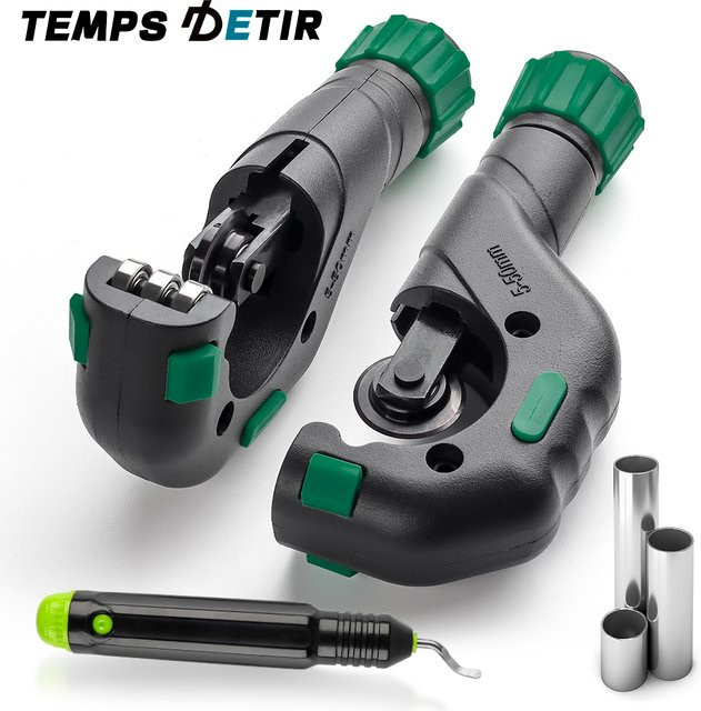 Tragbarer Rohrschneider von TEMPS DETIR in Schwarz mit Klinge aus legiertem Stahl für Aluminium, Kupfer, PVC, PPR und Edelstahl, Schneidebereich 5–50 mm - Bild 1