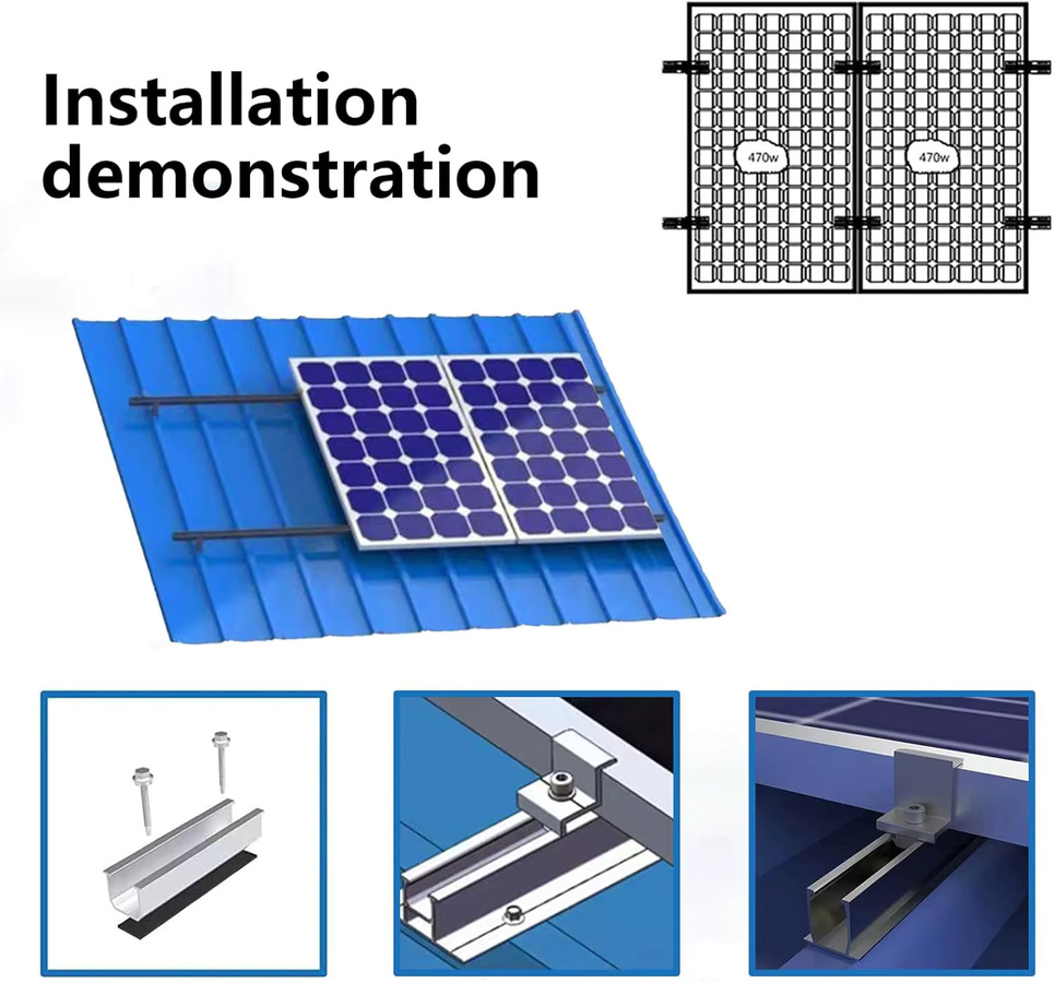 CP-SETUNO Solar-Modul-Halterung Set aus Aluminium für Trapezdach-Montage, PV-Schiene mit End- und Mittelklemmen, Farbe: Silber - Bild 5