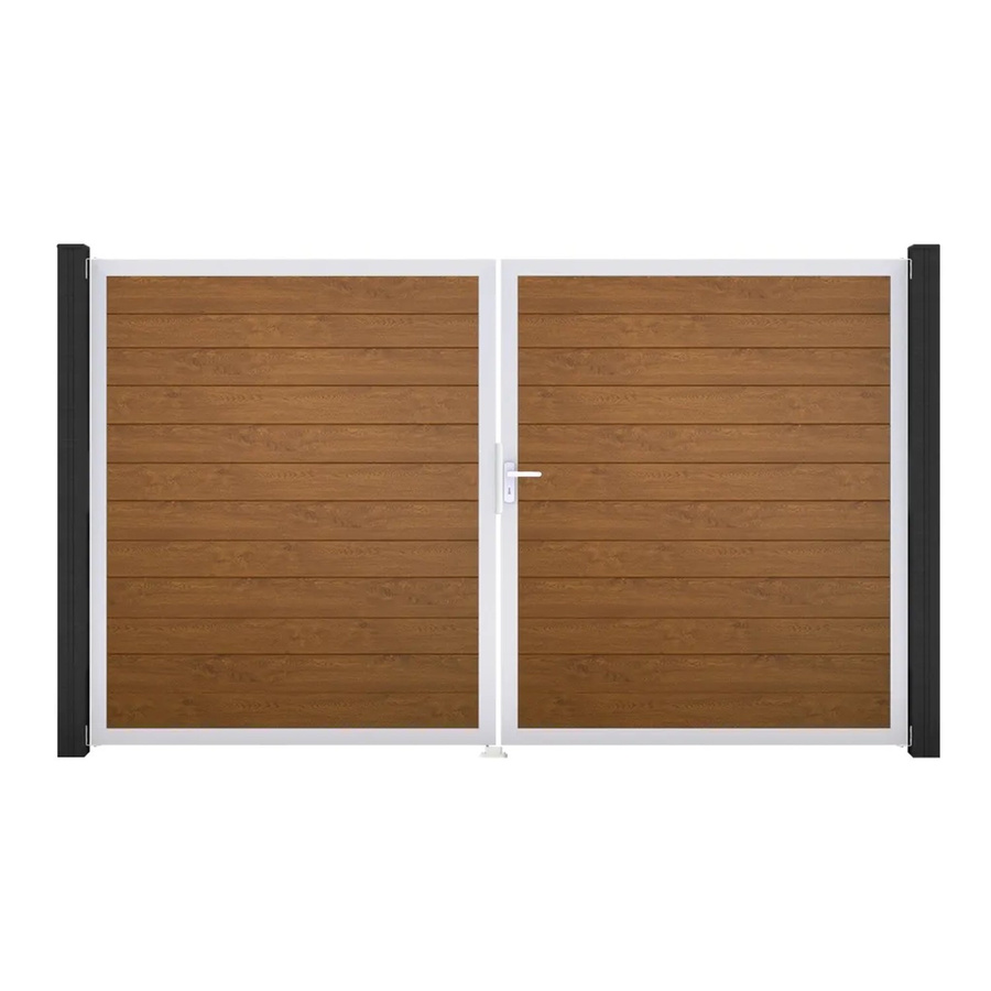 GroJa Tor Basicline Schmal 2-flügelig Golden Oak Sichtschutz DIN Rechts B: 306 cm, H: 180 cm - Bild 2