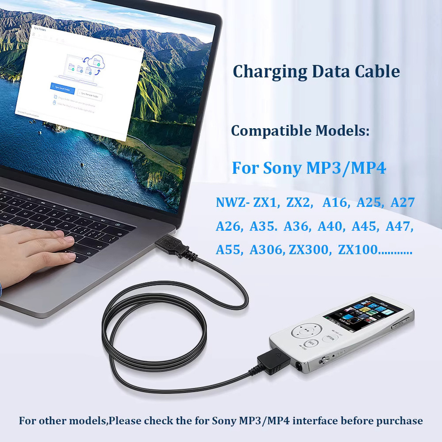 Sony Datenkabel für Walkman MP3 und MP4 Player NW-A45 A55 A35 A46 A25 ZX100 2 HN in Schwarz - Bild 3
