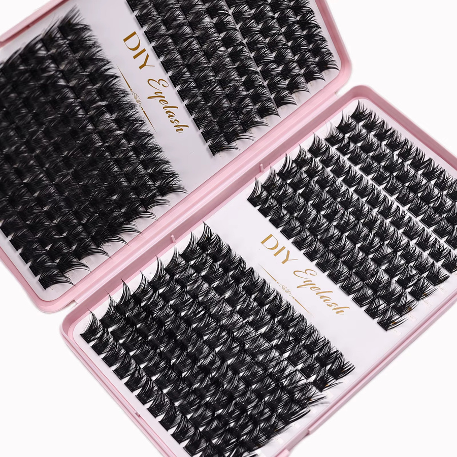 JIEFUXIN Einzelwimpern Cluster-Wimpern Set, 384 Stück, Black, Unisex - Bild 2