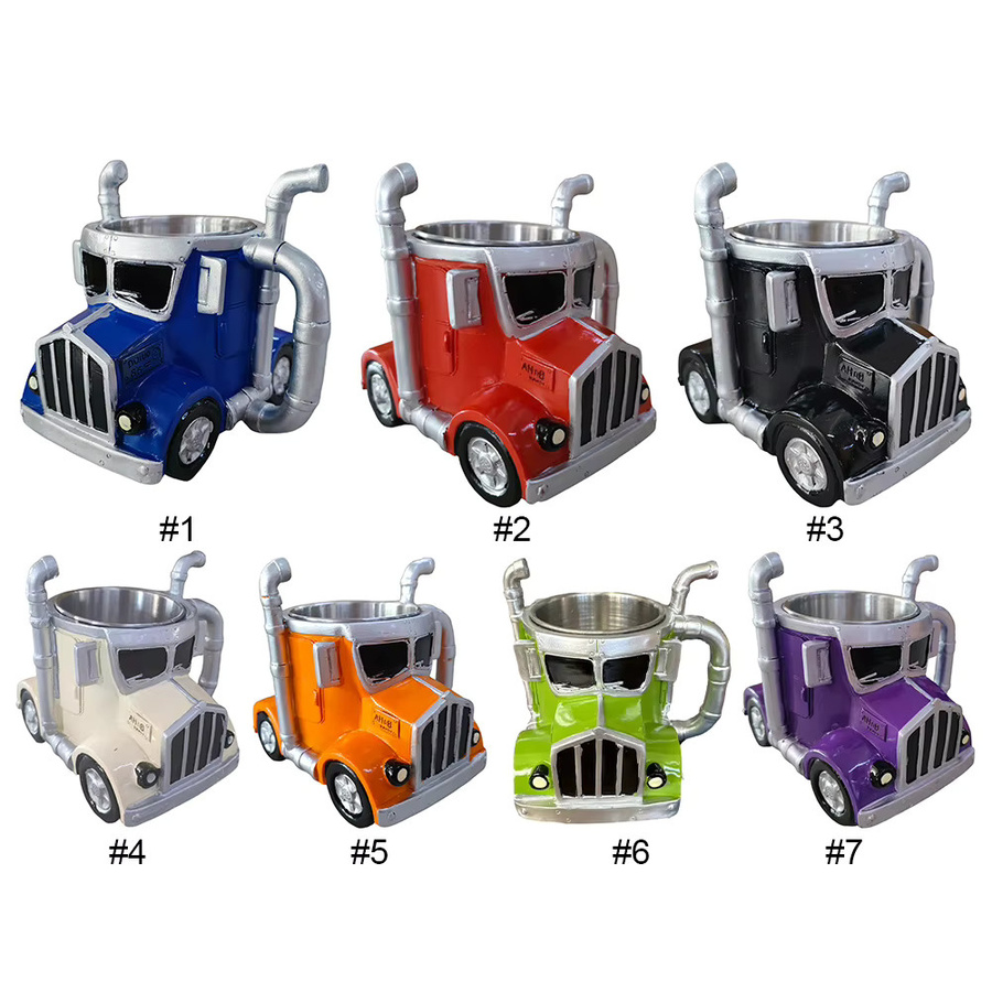 VKTECH Semi-Truck Kaffeetasse aus Edelstahl in Grün mit kreativem LKW-Design, 300 ml - Bild 5