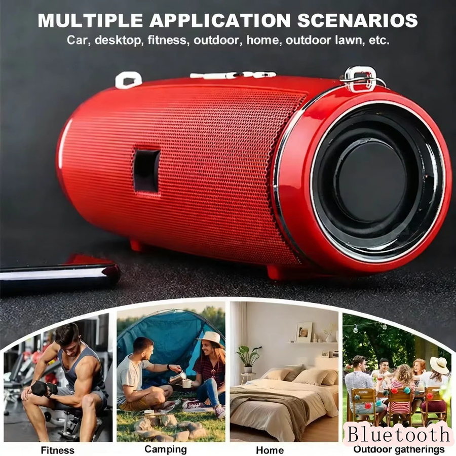 ERIKOLE Bluetooth Lautsprecher mit LED-Lichteffekten, 40W kabellose Stereo-Soundbox mit wasserdichtem Subwoofer, Schwarz-Rot-Multicolor - Bild 1