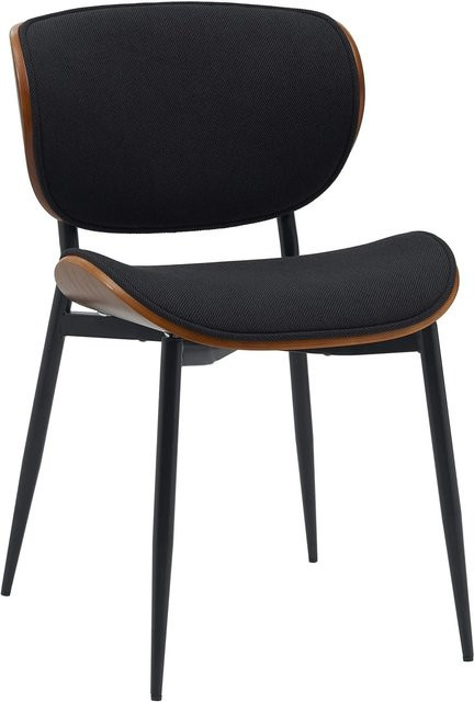 DELUKE Besucherstuhl PRAGUE Konferenzstuhl und Bürostuhl aus Samt in Walnuss und Schwarz, B: 50 cm, T: 54 cm, H: 80 cm - Bild 1