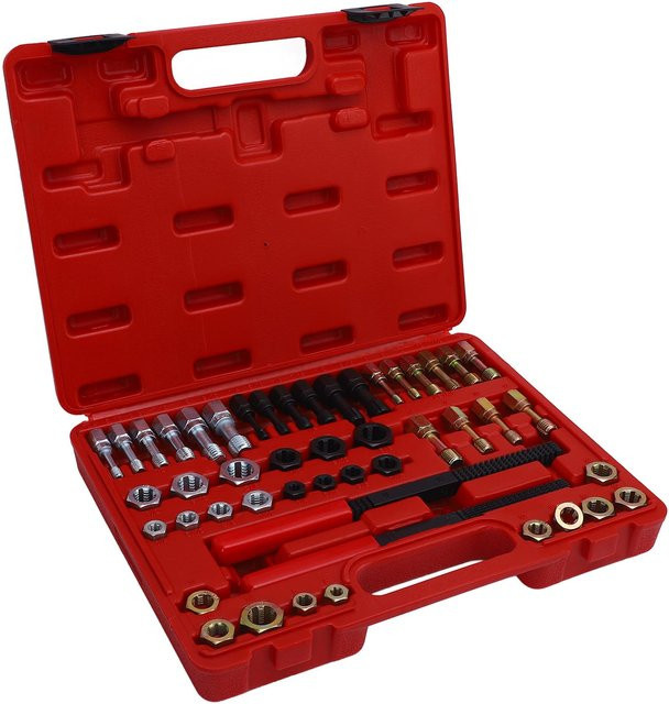 Aimo 48-teiliges Gewindeschneider-Set in Schwarz und Rot mit metrischen und SAE-Größen, bestehend aus 22 Gewindebohrern, 24 Schneideisen und 2 Gewindefeilen aus Stahl - Bild 1
