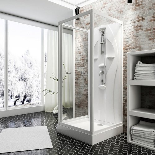 Schulte Komplettdusche Juist Eckdusche mit Duschwanne und Handbrause, weiß, B/T/H: 90 x 90 x 210 cm - Bild 1