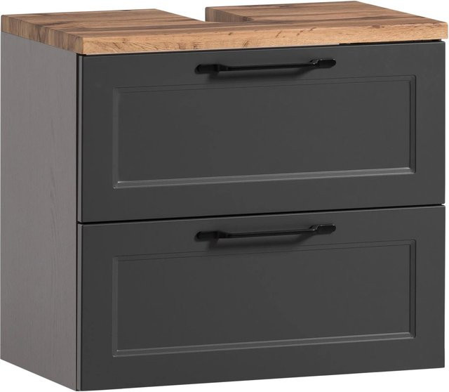 Held Möbel Unterbeckenschrank Padua Landhaus matt Grau-Graphitgrau Breite: 60 cm, Höhe: 54 cm, Tiefe: 35 cm - Bild 1