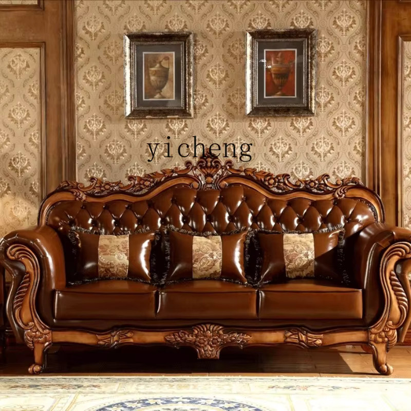 TQH Mid Century Ecksofa aus Leder in Braun mit passenden Kissen im L-Shape Design - Bild 3