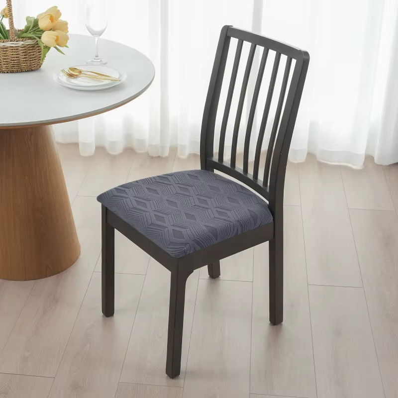 WANERQU Esszimmerstuhl-Bezug aus Jacquard in Grau, elastischer und abnehmbarer Stuhlsitzbezug für dein Zuhause oder das Hotel - Bild 3