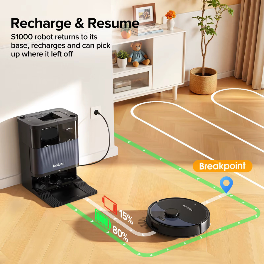 Lubluelu S1000 Saugroboter mit All-in-One Selbstreinigungsstation in Schwarz mit 11000Pa Saugkraft und Heißlufttrocknung - Bild 6