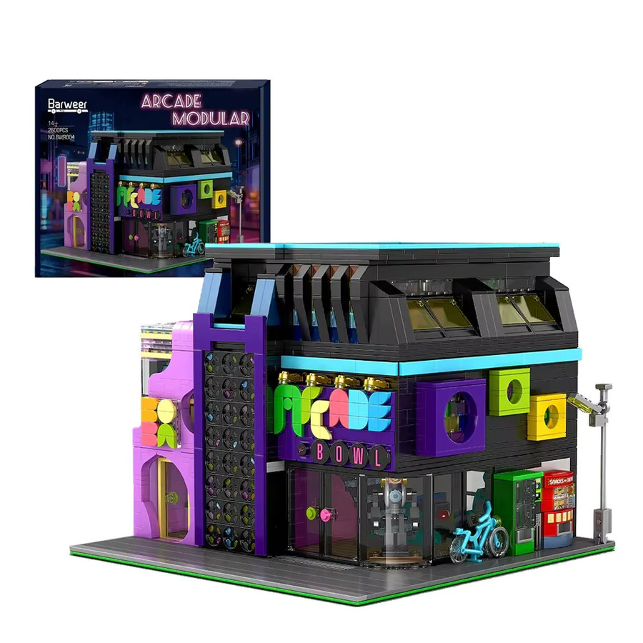 barweer Cyberpunk LED Arcade-Raum, Stadt-Architektur, Modulares Bausteine Spielhaus, 2600 Teile, ab 14 Jahre - Bild 6