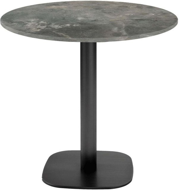 RestooTab Tisch Round runder Esstisch in Stein- und Holzoptik, Farbe Graublau und Schwarz, Höhe: 75 cm, Durchmesser: 70 cm - Bild 1