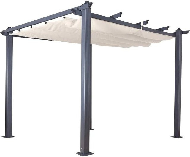 Jet-Line Gartenpavillon Luxor aus Aluminium mit Schiebedach in Anthrazit und Beige, B/T/H: 400 x 300 x 220 cm - Bild 1