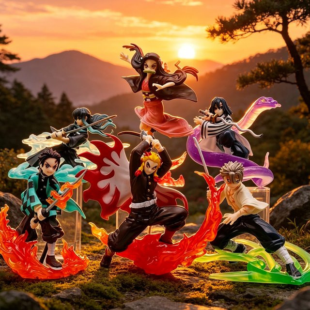 Bandai Kamado Tanjiro Kampfszenen-Version Anime-Figur, PVC-Modell, Mehrfarbig - Bild 1