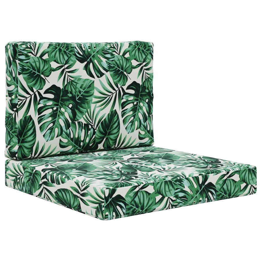 vidaXL Sofakissen für Draußen 2er-Set mit Blattmuster in Grün aus Polyester, B/B: 60 x 60 cm - Bild 2