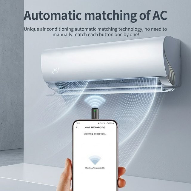 EAEY Smart IR-Fernbedienung USB-C Mini Infrarot-Adapter für Android und iPhone in Schwarz zur Steuerung von TV, Klimaanlage, Set-Top-Box und Projektor - Bild 1