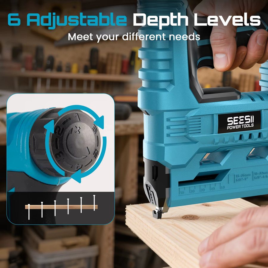 SEESII 2-in-1 Elektrische Nagel- und Tackerpistole für Makita 18V Akku, 18 Gauge, Blau - Bild 3
