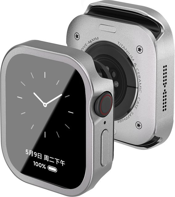 OAKCHARM Schutzhülle für Apple Watch Ultra, Silber, Titan, Silikon, Unisex - Bild 1