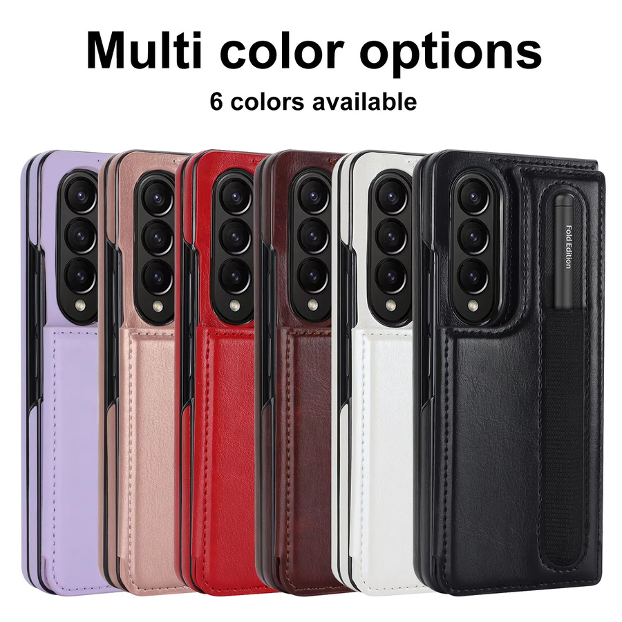PU-Leder Geldbörsen-Handyhülle für Samsung Galaxy Z Fold 7 6 5 4 3 mit Kartenhalter und Stiftschlitz, stoßfeste Standabdeckung in Schwarz oder Braun - Bild 6