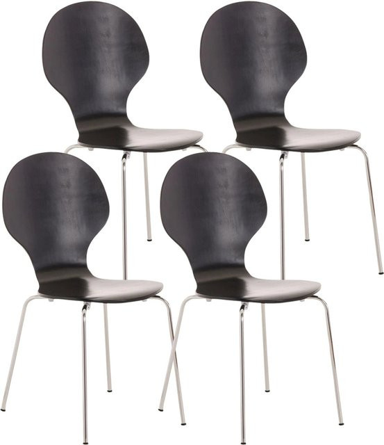 DELUKE 4er Set Besucherstühle ATHENS Konferenzstühle und Bürostühle aus Holz und Metall in Schwarz, B/T/H: 43 x 45 x 86 cm - Bild 1