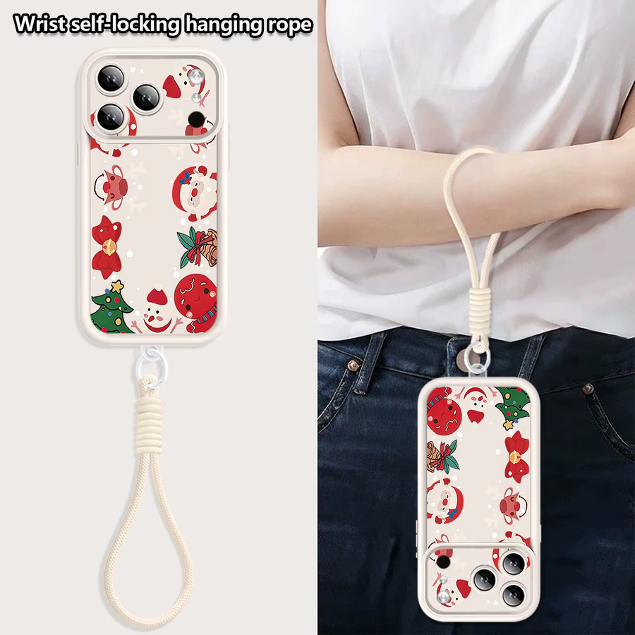 Stoßfeste TPU Handyhülle mit Cartoon-Weihnachtsdruck und Lanyard für iPhone 17 Pro Max, 16, 15, 14, 13, 12, 11 in Blau von YISHANGOU - Bild 2