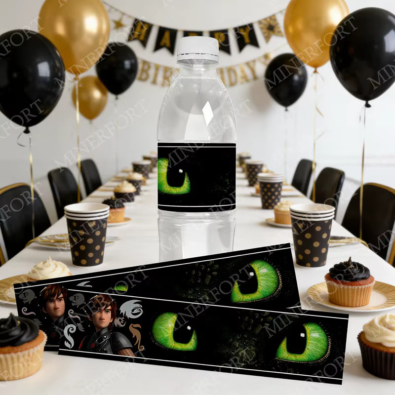 Wasserflaschenetiketten im How to Train your Dragon Design für Kindergeburtstage, Mehrfarbig - Bild 2