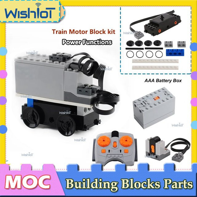 wishiot MOC Zug Motor Technologie, Bausteine Kit, mit AAA Batterie Box, Fernbedienung - Bild 1