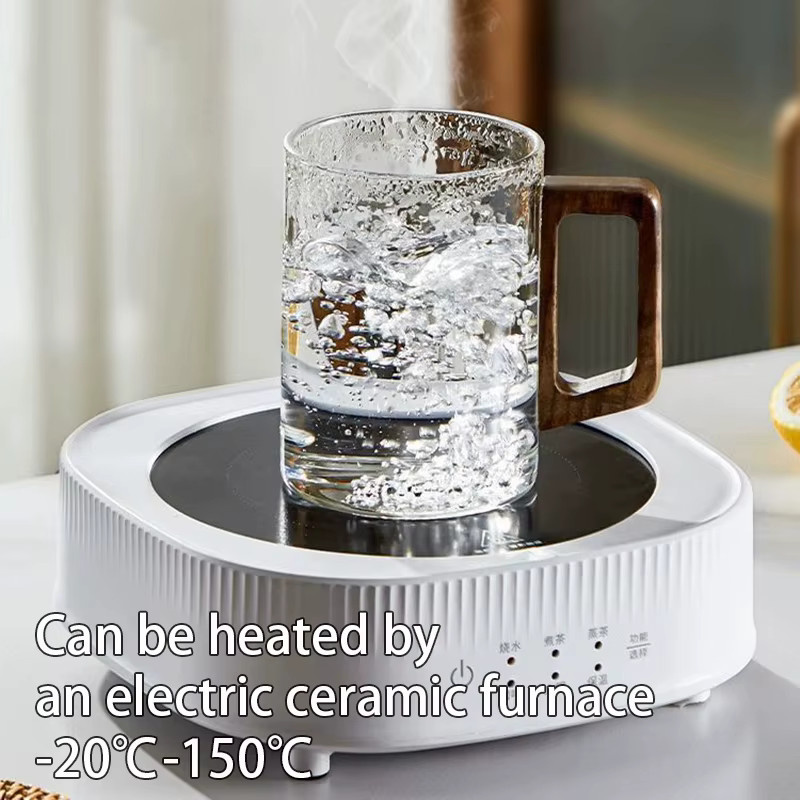 YWDL Glas Tassen Set mit Walnuss Griff, 6er Set, transparent, 300 ml pro Tasse - Bild 2