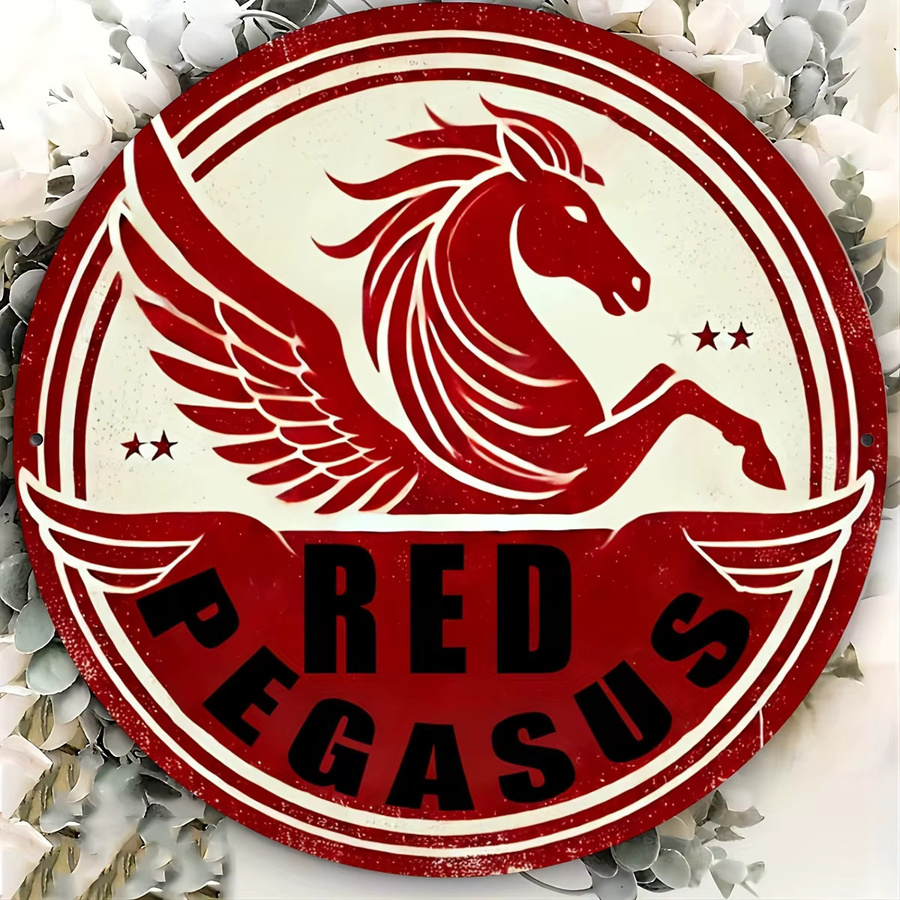 Potdemiel Vintage Metallschild Roter Pegasus aus Aluminium, B/H: 19,81 x 19,81 cm - Bild 4