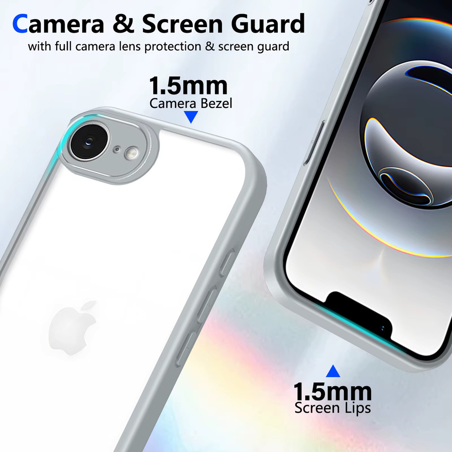 Apple iPhone 17E Schutzhülle aus Silikon in Transparent und Grau mit stoßfestem Luftpolster-Design - Bild 2