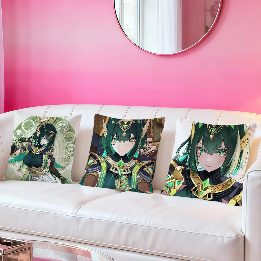 nefer Genshin Impact Fanart Kissenbezug mit Grafikdesign, quadratisch, Mehrfarbig, Breite: 30 cm, Höhe: 30 cm - Bild 5