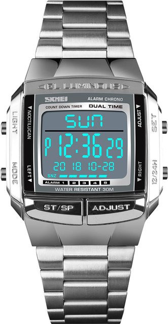 SKMEI Armbanduhr Analog-Digital, Edelstahl, Silber, Herren - Bild 1