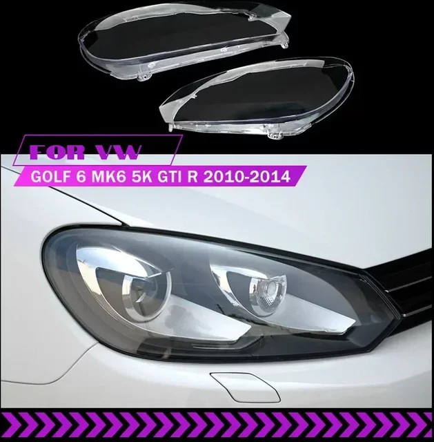Phirikes Auto-Frontscheinwerfer-Objektivabdeckungen für VW Golf 6 MK6 GTI R 2010–2014, Set links und rechts, transparent - Bild 1