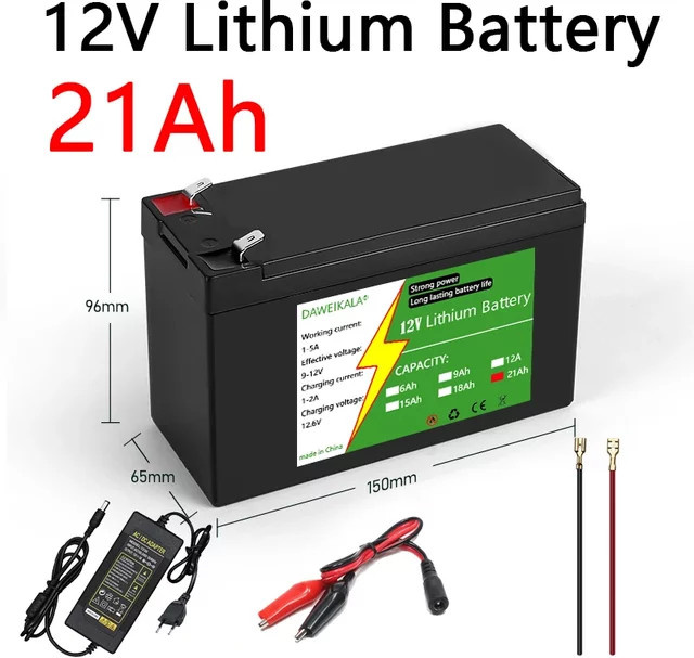 DAWEIKALA 18650 Lithium-Akkupack 3S7P in Schwarz, wiederaufladbare 12V Batterie für Solarenergie und Elektrofahrzeuge - Bild 1