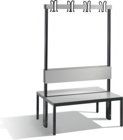 C+P Garderobenbank Basic Plus doppelseitig mit Rückenlehne, Gestell Schwarzgrau, Dekor Silbergrau, H x B x T: 165 x 100 x 76 cm - Bild 1