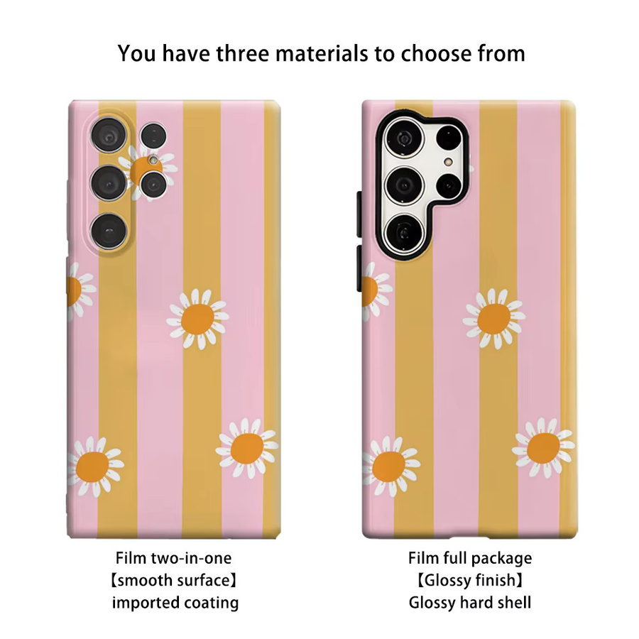 Stoßfeste Handyhülle mit gelben Gänseblümchen-Streifen für Samsung Galaxy S25 Ultra, S24 und S23 Ultra Plus in Gelb und Multicolour - Bild 2