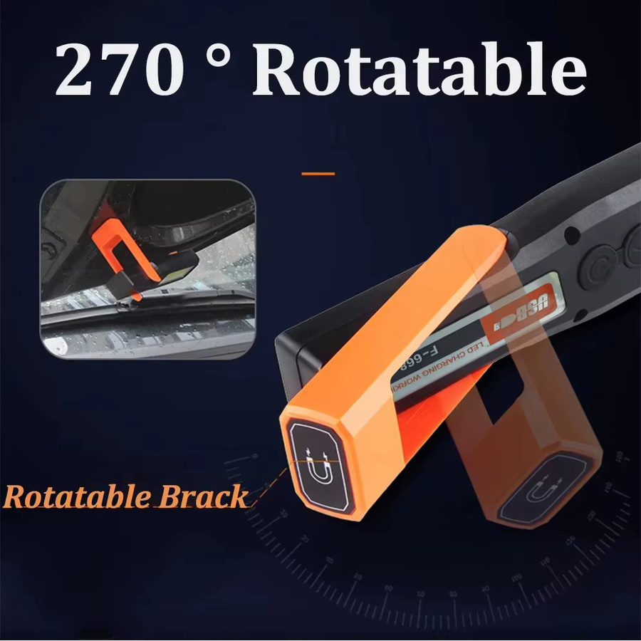 XIWANGFIRE USB-aufladbare COB-LED-Arbeitsleuchte mit Magnet, tragbare kabellose Inspektionslampe in Schwarz für Werkstatt und Notfälle - Bild 5