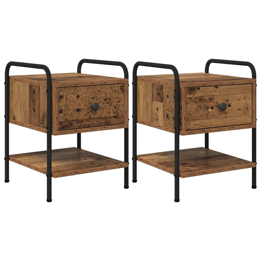 vidaXL Nachttisch Set 2 Stück Altholz Braun B/T/H: 35 x 36,5 x 47 cm - Bild 2