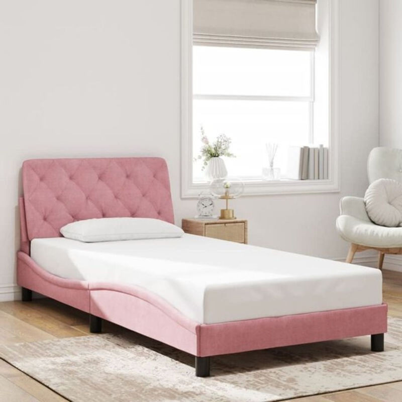 Modernes Polsterbett Vidaxl aus Samt in Rosa, B/T: 100 x 200 cm - Bild 1