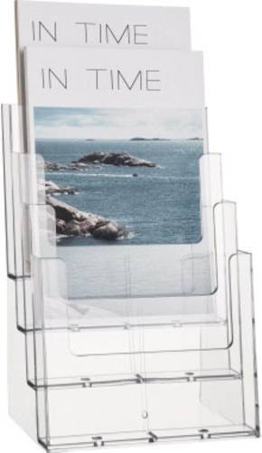 Helit Prospekthalter DIN A5 in Glasklar mit 4 Fächern, B/H/T: 16,5 x 25,7 x 1,0 cm - Bild 1