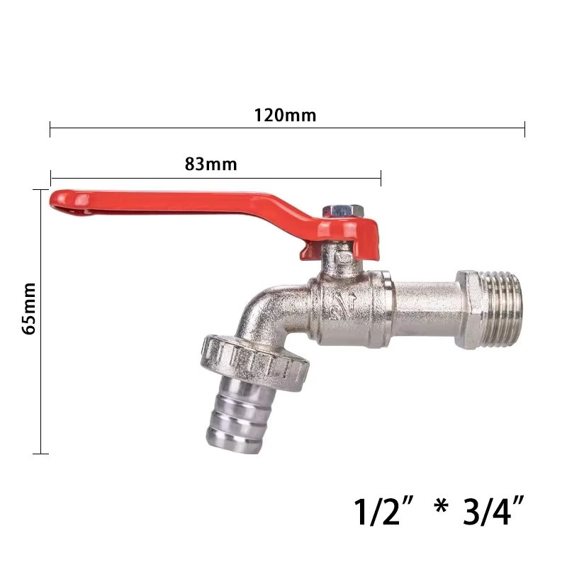 Messing Garten Bewässerung Wasserhahn mit 1/2 Zoll Anschluss für IBC Tanks, Frostschutz Ventil für Outdoor und Balkon, Silber - Bild 2