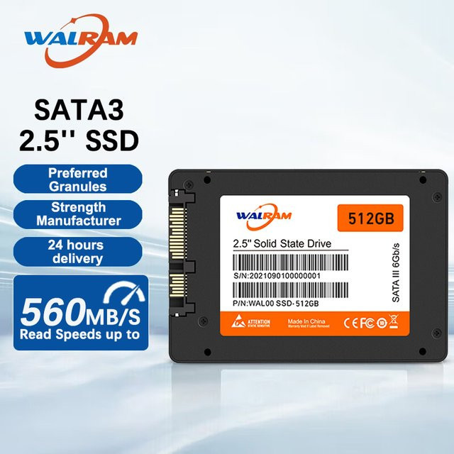 WALRAM SATA3 2.5 Zoll SSD Interne Festplatte für Laptop und Desktop-PC in Schwarz - Bild 1