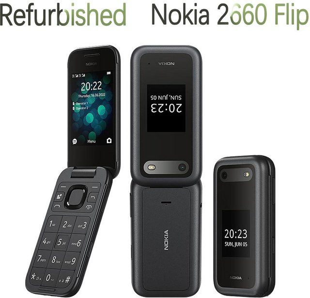 Refurbished Nokia 2660 Flip 4G LTE Feature Phone Mobiltelefon in Grau - Bild 1
