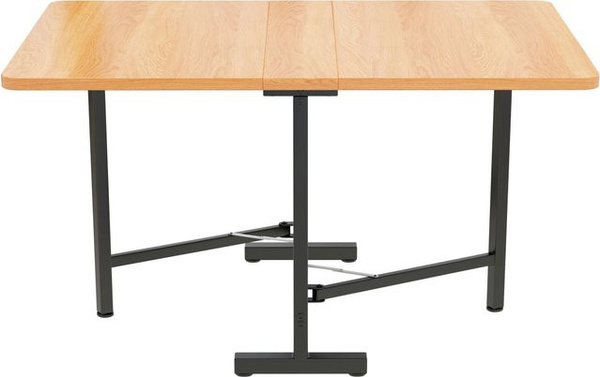 okwish Esstisch ausziehbar und klappbar in Natur/Braun mit Metallstütze, B/T: 120 x 80 cm