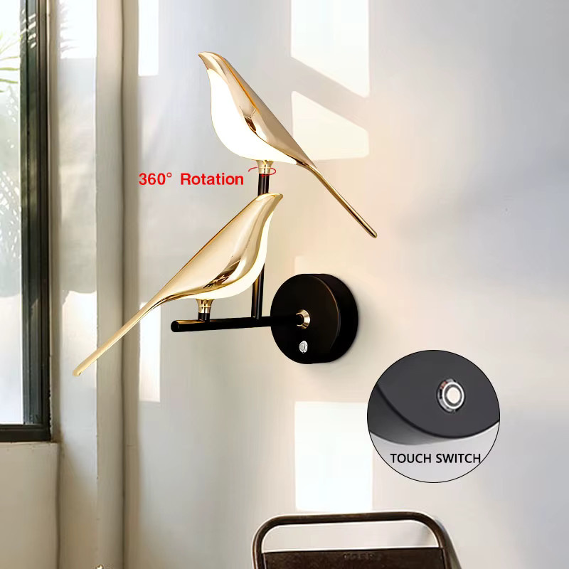 Vikotou Nordic Touch LED Wandleuchte aus Metall mit Schalter für Esszimmer und Küche, drehbar und verstellbar, in Schwarz, Gold oder Weiß - Bild 3