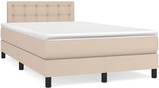 vidaXL Boxspringbett mit Matratze und LED-Unterbettbeleuchtung in Cappuccino-Braun, Hybrid-Bett mit USB-Ladeport und Taschenfederkern, B/T: 120 x 190 cm - Bild 1