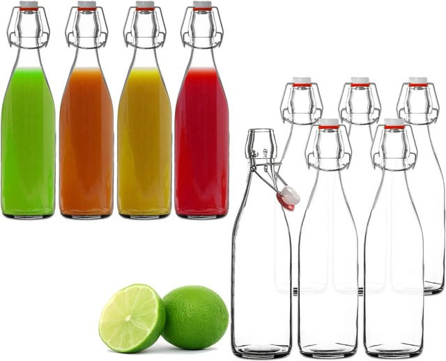 BigDean 6er Set Glasflaschen mit Bügelverschluss, transparent, 500 ml pro Flasche - Bild 1