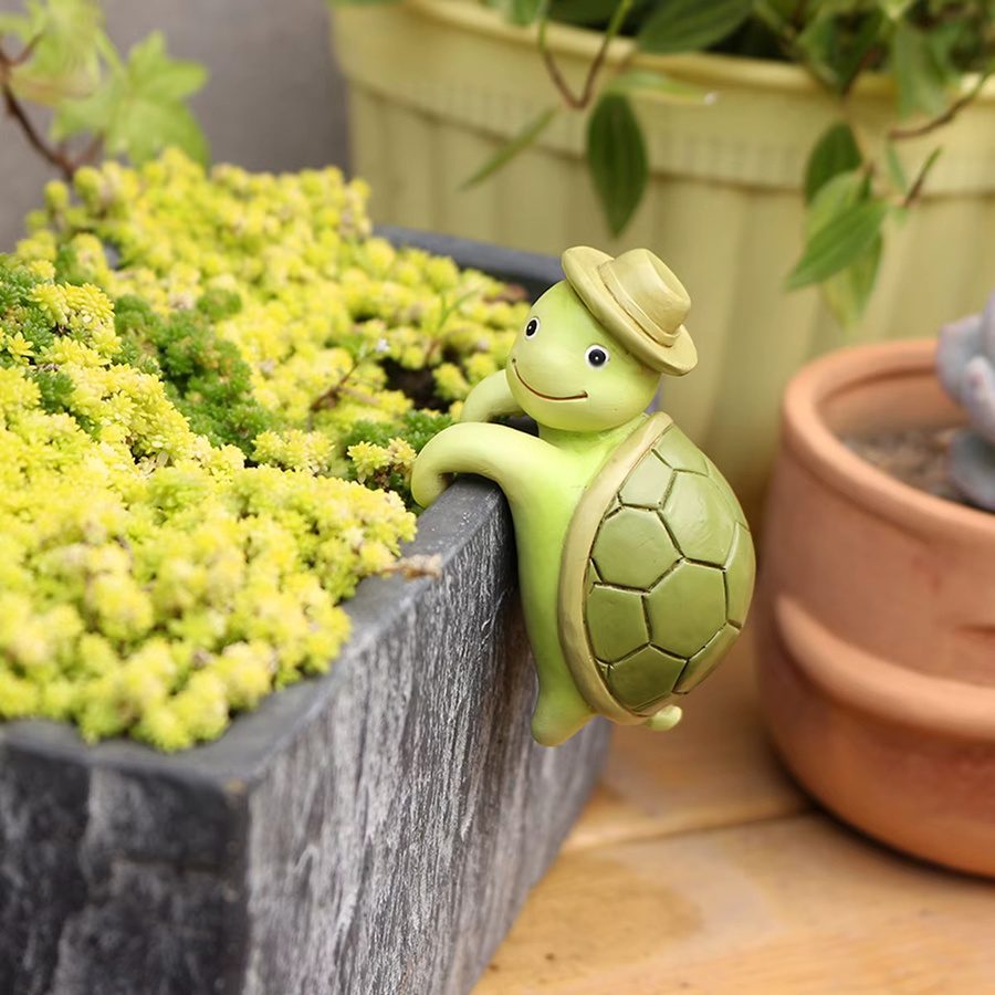 Dekorative Schildkröten-Harzskulpturen in Grün und Multicolour für Garten, Balkon und Hof - Bild 3
